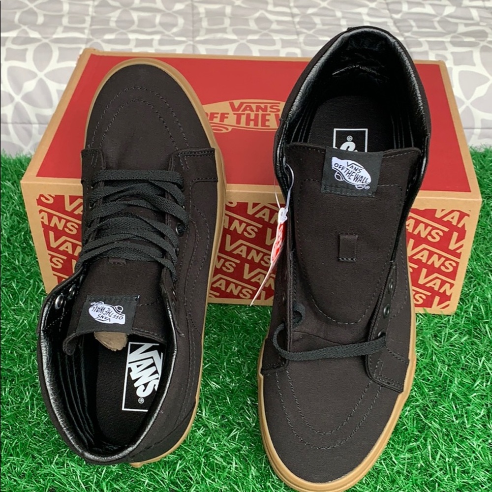 VANS MEN’S SK8-Hi REISSUE CANVAS GUM BLACK/LGHTGM Sneakers - Picture 7 of 16